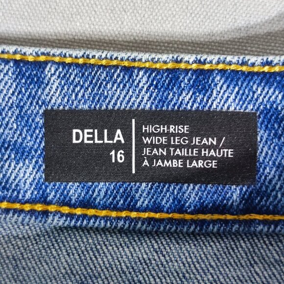 Buffalo jeans women's size 16 denim blue colour Della High rise Wide leg jean - Picture 6 of 14